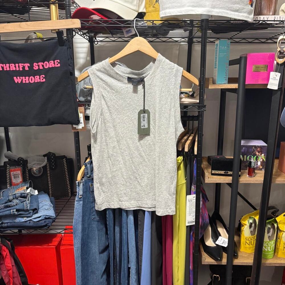 Allsaints grey muscle tee size